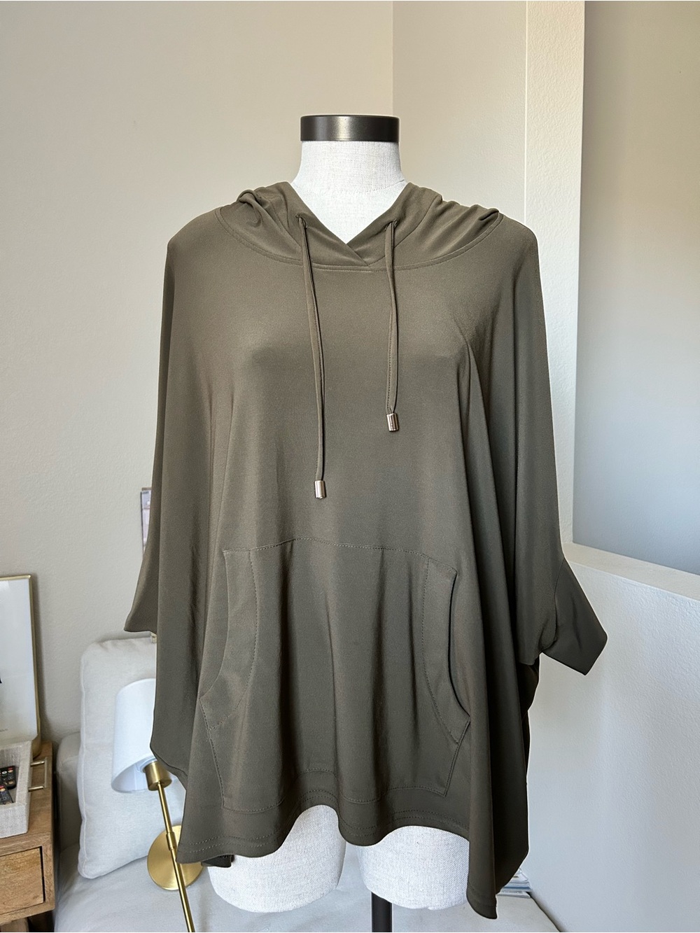 Joseph Ribkoff Olive Taupe Draped Top size 8